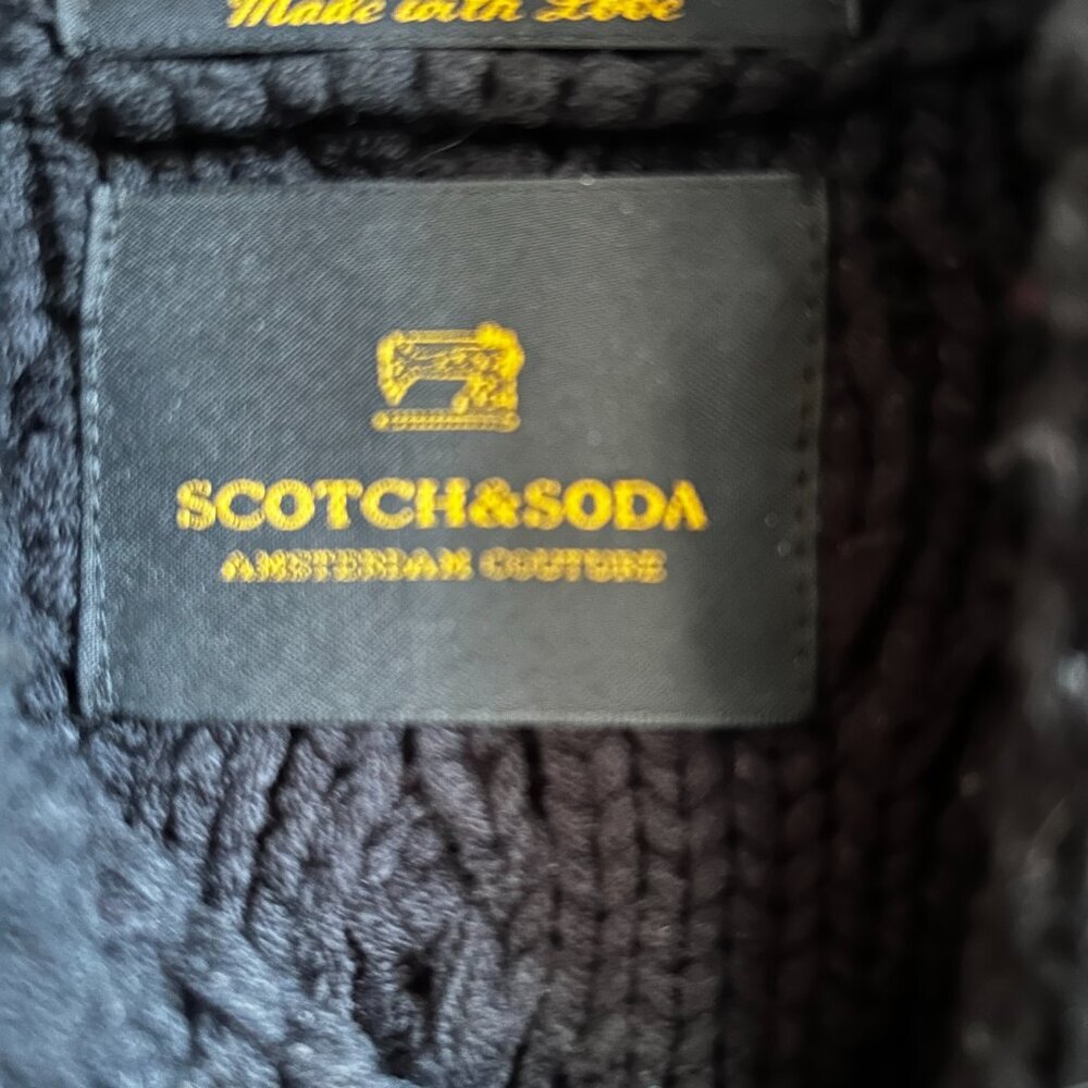 *Super Comfy* Scotch & Soda Shawl-Collar Chunky Cable-Knit Sweater (Black, S) - Picture 4 of 4